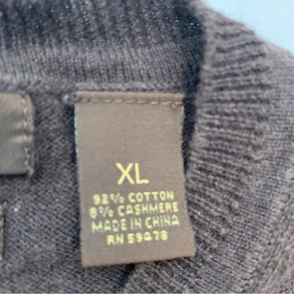 Sebastian Cooper Argyle Sweater Men XL  Cotton Cashmere V Neck Brown Long Sleeve - Picture 8 of 10